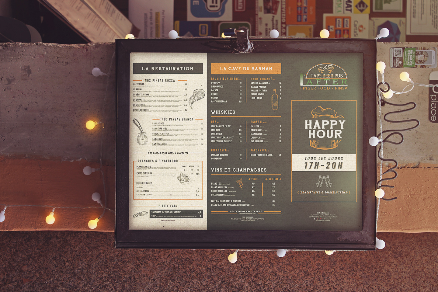 Création de menus et de carte de restaurant pour After Hour